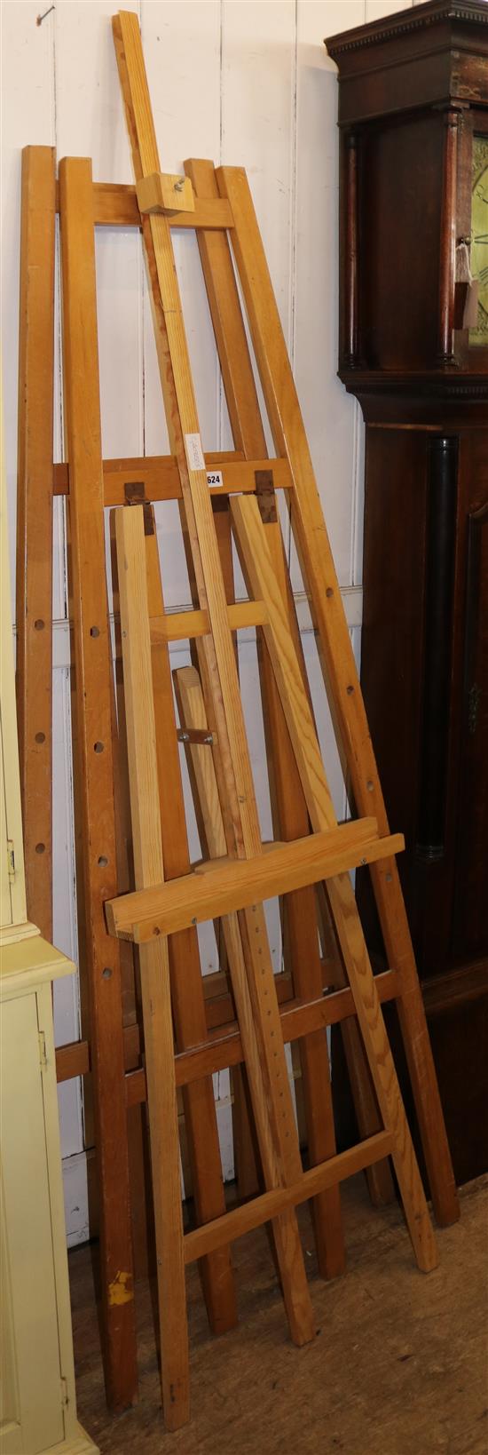 3 wooden artists easels